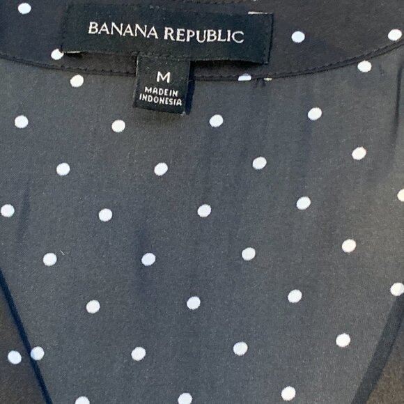 Banana Republic Polka Dot Black White Sleeveless V-Neck Top Sz M #99L - Picture 6 of 8